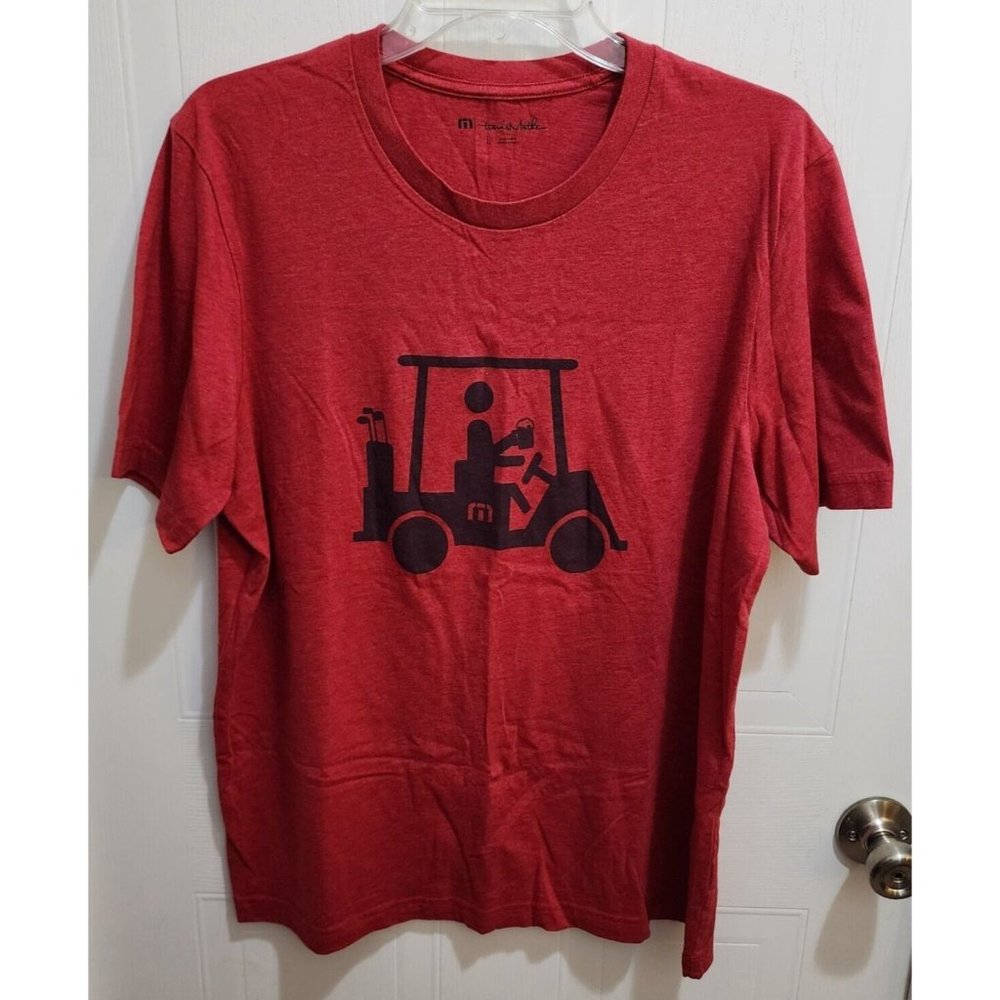 Travis Mathew Red Golf Cart Beer Mug Graphic 100% Pima‎ Cotton SS T Shirt Size L